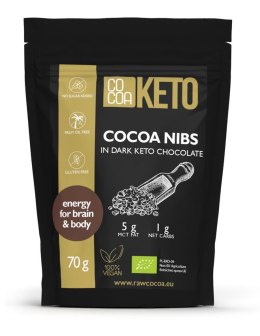 Kruszone Ziarno Kakao w Czekoladzie Keto Bezcukrowe BIO 70g