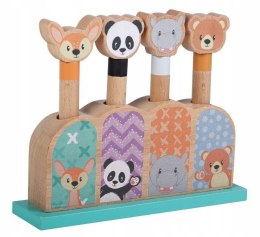 Zabawka Drewniana Pop Up Animals Dla Dzieci Od 12 Miesiąca