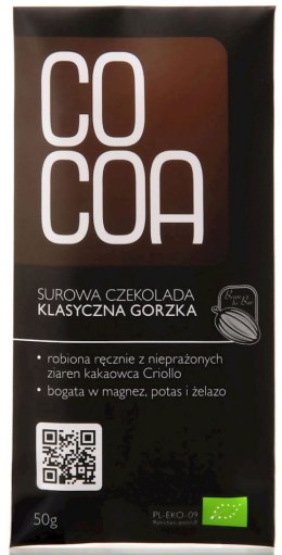 CZEKOLADA SUROWA KLASYCZNA GORZKA 70 % BIO 50 g - COCOA